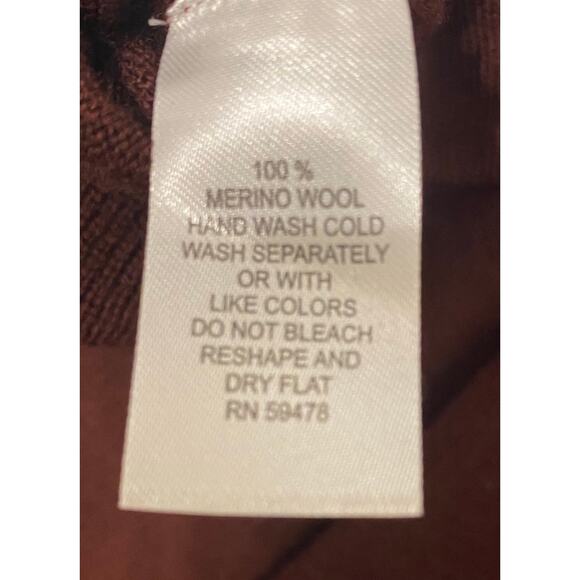 Tahari Extrafine Merino Wool Cowl Neck Tunic Sweater Brown Long Sleeve Small - Picture 8 of 8